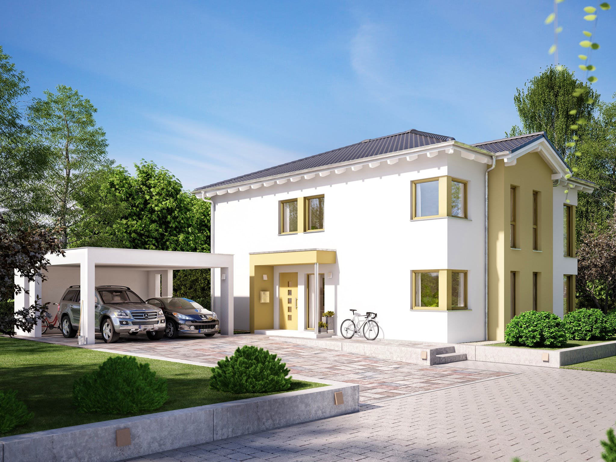 Fertighaus SOLUTION 204 V5 L von Living Fertighaus Ausbauhaus ab 456290€, Stadtvilla Außenansicht 1