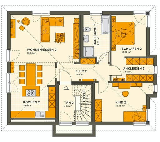 Fertighaus SOLUTION 204 V7 L von Living Fertighaus Ausbauhaus ab 269790€, Stadtvilla Grundriss 2