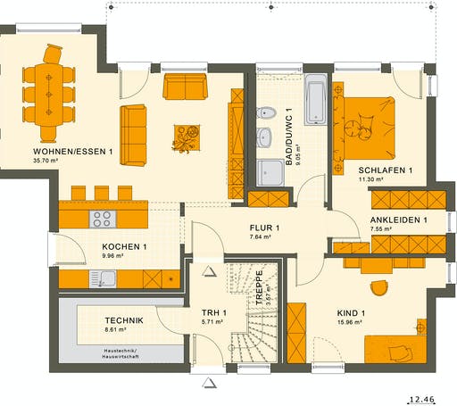 Fertighaus SOLUTION 204 V8 L von Living Fertighaus Ausbauhaus ab 285222€, Cubushaus Grundriss 1