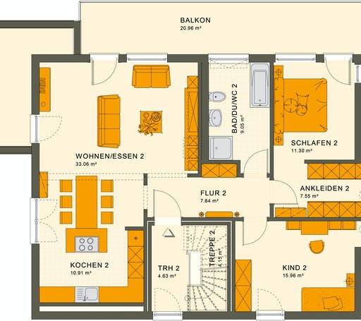Fertighaus SOLUTION 204 V8 L von Living Fertighaus Ausbauhaus ab 285222€, Cubushaus Grundriss 2