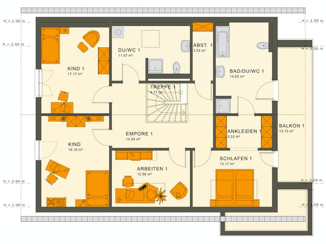Fertighaus SOLUTION 230 V2 von Living Fertighaus Ausbauhaus ab 529242€, Satteldach-Klassiker Grundriss 2