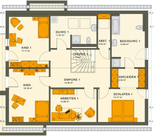 Fertighaus SOLUTION 230 V3 von Living Fertighaus Ausbauhaus ab 278545€, Satteldach-Klassiker Grundriss 2