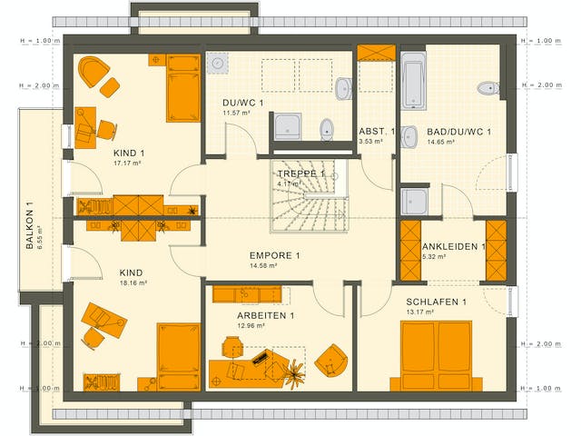 Fertighaus SOLUTION 230 V3 von Living Fertighaus Ausbauhaus ab 529242€, Satteldach-Klassiker Grundriss 2