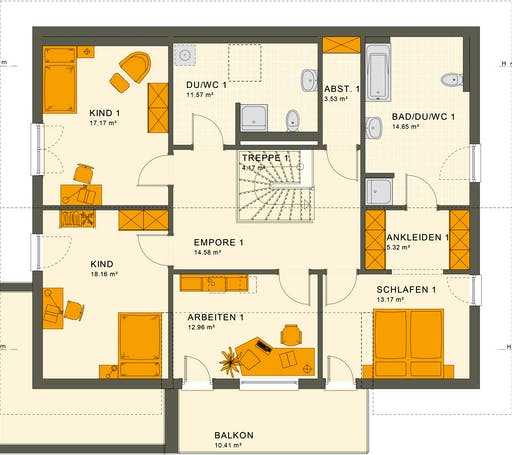 Fertighaus SOLUTION 230 V5 von Living Fertighaus Ausbauhaus ab 278237€, Satteldach-Klassiker Grundriss 2