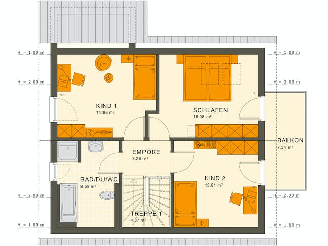 Fertighaus SUNSHINE 125 V2 von Living Fertighaus Ausbauhaus ab 302258€, Satteldach-Klassiker Grundriss 2