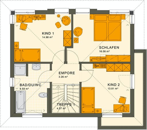 Fertighaus SUNSHINE 125 V6 von Living Fertighaus Ausbauhaus ab 193249€, Stadtvilla Grundriss 2