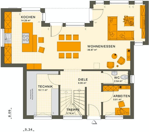 Fertighaus SUNSHINE 125 V7 von Living Fertighaus Ausbauhaus ab 201337€, Cubushaus Grundriss 1