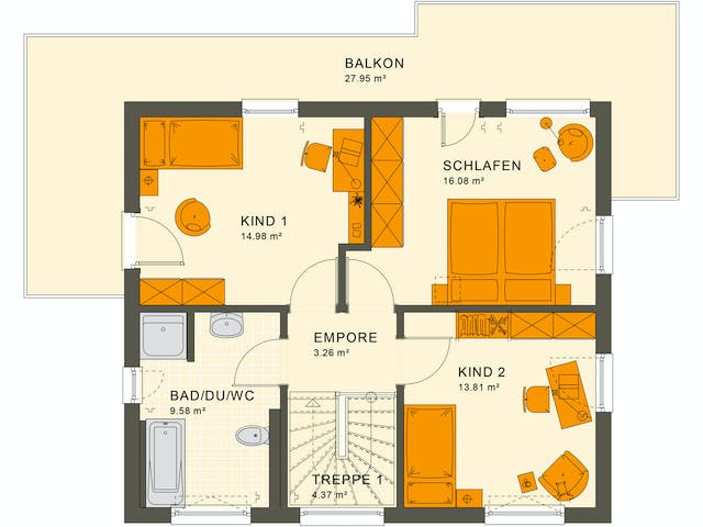 Fertighaus SUNSHINE 125 V7 von Living Fertighaus Ausbauhaus ab 314712€, Cubushaus Grundriss 2