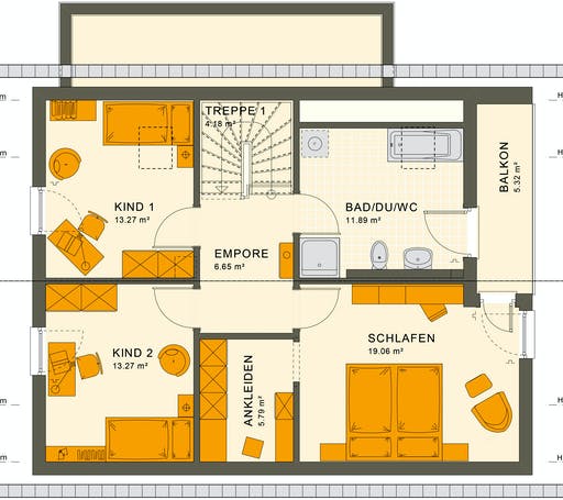 Fertighaus SUNSHINE 143 V2 von Living Fertighaus Ausbauhaus ab 180713€, Satteldach-Klassiker Grundriss 2