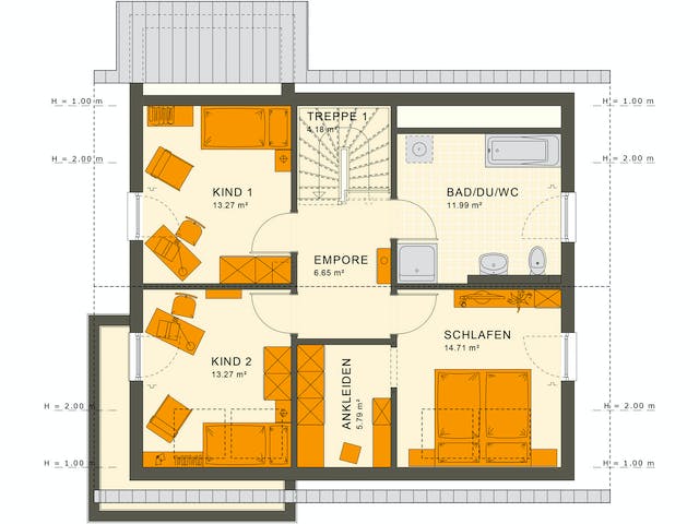 Fertighaus SUNSHINE 143 V3 von Living Fertighaus Ausbauhaus ab 308422€, Satteldach-Klassiker Grundriss 2