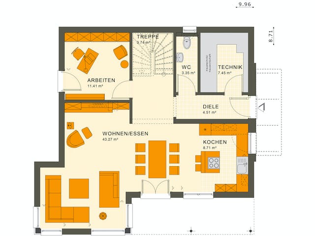 Fertighaus SUNSHINE 143 V6 von Living Fertighaus Ausbauhaus ab 352245€, Stadtvilla Grundriss 1