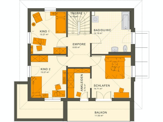 Fertighaus SUNSHINE 143 V6 von Living Fertighaus Ausbauhaus ab 352245€, Stadtvilla Grundriss 2