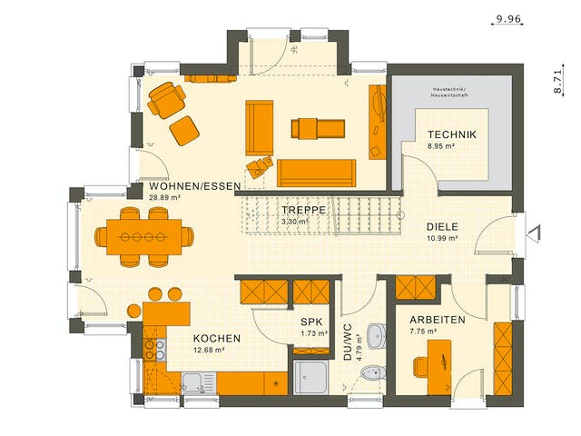 Fertighaus SUNSHINE 144 V3 von Living Fertighaus Ausbauhaus ab 323766€, Satteldach-Klassiker Grundriss 1