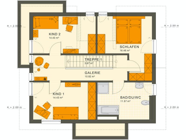 Fertighaus SUNSHINE 144 V4 von Living Fertighaus Ausbauhaus ab 333724€, Satteldach-Klassiker Grundriss 2