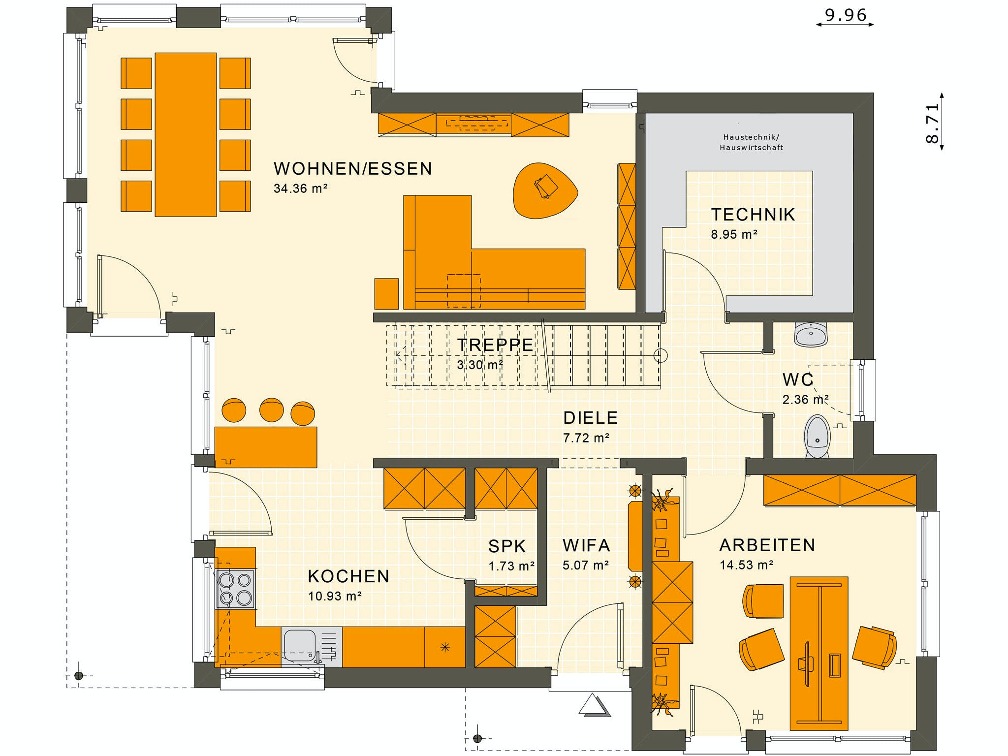 Fertighaus SUNSHINE 144 V6 von Living Fertighaus Ausbauhaus ab 342631€, Stadtvilla Grundriss 1