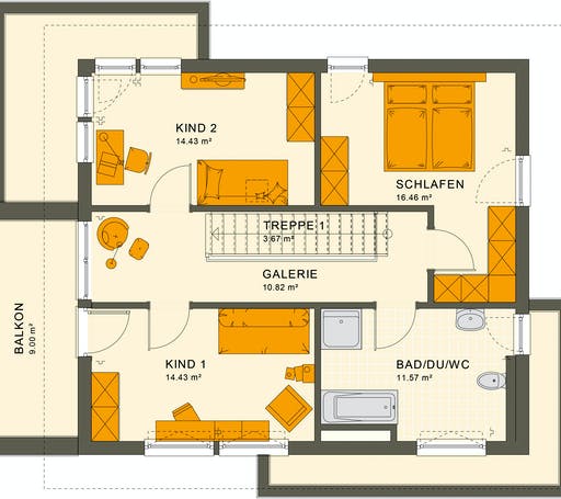 Fertighaus SUNSHINE 144 V6 von Living Fertighaus Ausbauhaus ab 213480€, Stadtvilla Grundriss 2