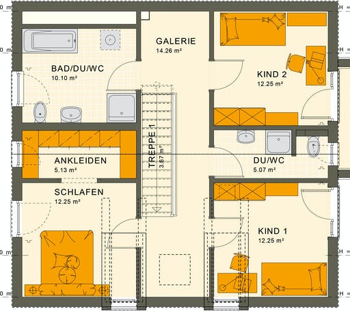 Fertighaus SUNSHINE 154 V3 von Living Fertighaus Ausbauhaus ab 201998€, Satteldach-Klassiker Grundriss 2