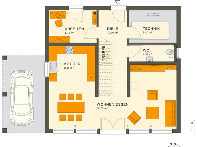 Fertighaus SUNSHINE 154 V7 von Living Fertighaus Ausbauhaus ab 372607€, Cubushaus Grundriss 1