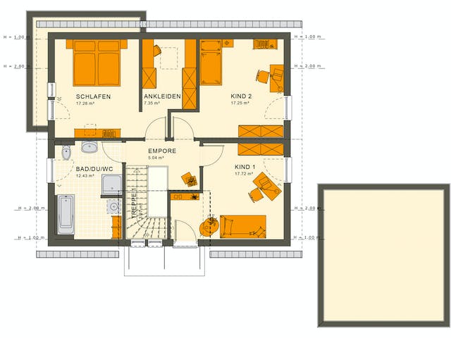Fertighaus SUNSHINE 165 V2 von Living Fertighaus Ausbauhaus ab 344111€, Satteldach-Klassiker Grundriss 2