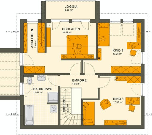 Fertighaus SUNSHINE 165 V5 von Living Fertighaus Ausbauhaus ab 343205€, Satteldach-Klassiker Grundriss 2