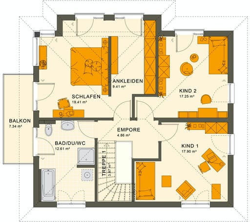 Fertighaus SUNSHINE 165 V6 von Living Fertighaus Ausbauhaus ab 370912€, Stadtvilla Grundriss 2