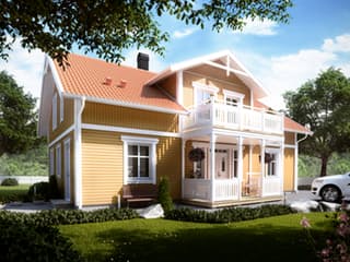 Fertighaus Lönneberga von Eksjöhus AB Bausatzhaus ab 200900€, Satteldach-Klassiker Außenansicht 1