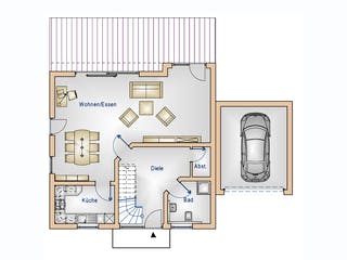 Massivhaus Haus 1 von Loewenfeld Bauen Schlüsselfertig ab 399000€, Satteldach-Klassiker Grundriss 1