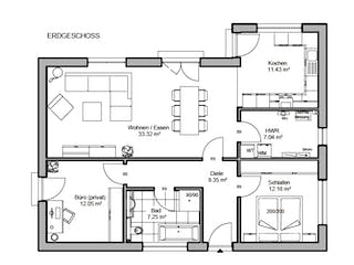 Fertighaus losleben haus nr.10 von wir leben haus Schlüsselfertig ab 166580€, Pultdachhaus Grundriss 1