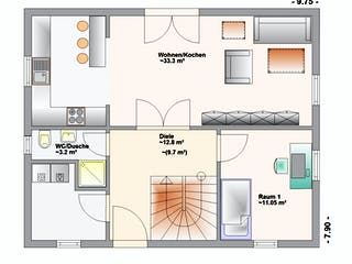 Fertighaus Lubis von Hagemann Haus Schlüsselfertig ab 156500€, Satteldach-Klassiker Grundriss 1