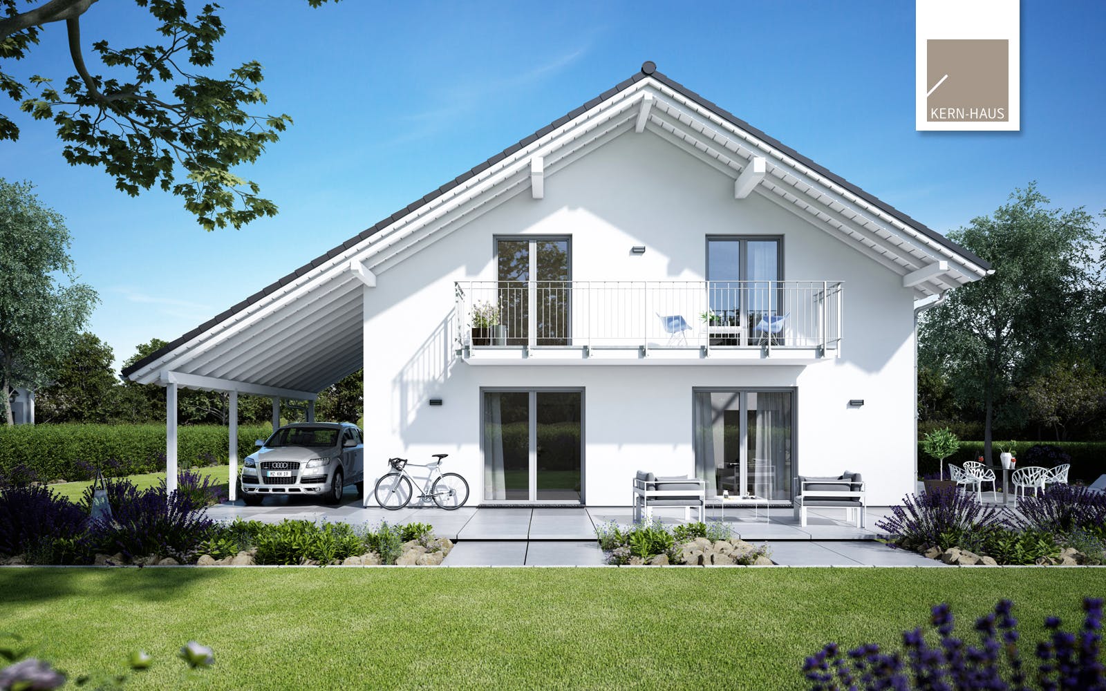 Massivhaus Familienhaus Luce von Kern-Haus Schlüsselfertig ab 659900€, Satteldach-Klassiker Außenansicht 1