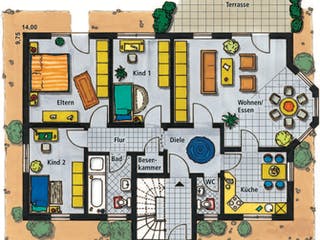 Massivhaus Lugano von VARIANT-HAUS Bausatzhaus ab 49321€, Satteldach-Klassiker Grundriss 1