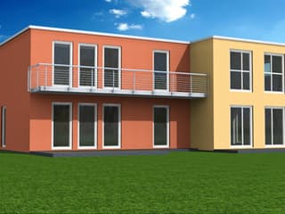 Fertighaus Luna 120 - DHH von Klaus Kowalski Immobilien Schlüsselfertig ab 166057€, Cubushaus Außenansicht 2