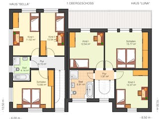 Fertighaus Luna 120 - DHH von Klaus Kowalski Immobilien Schlüsselfertig ab 166057€, Cubushaus Grundriss 1