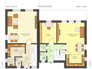 Fertighaus Luna 120 - DHH von Klaus Kowalski Immobilien Schlüsselfertig ab 166057€, Cubushaus Grundriss 2