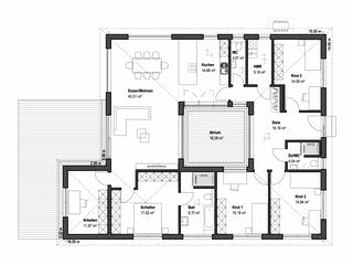 Fertighaus Bungalow Walmdach 172 von LUXHAUS, Bungalow Grundriss 1