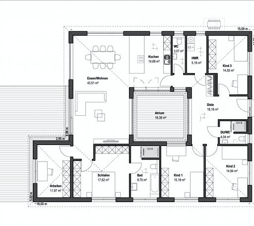 Luxhaus - Bungalow Walmdach 172 Floorplan 1