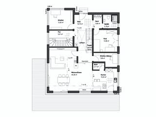 Fertighaus Pultdach Klassik 189 von LUXHAUS, Pultdachhaus Grundriss 1