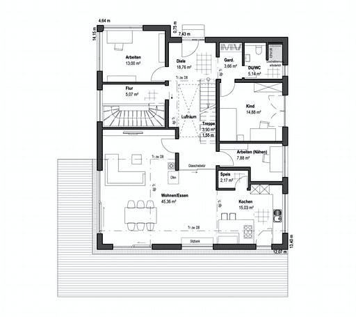 Luxhaus - Pultdach Klassik 189 Floorplan 1