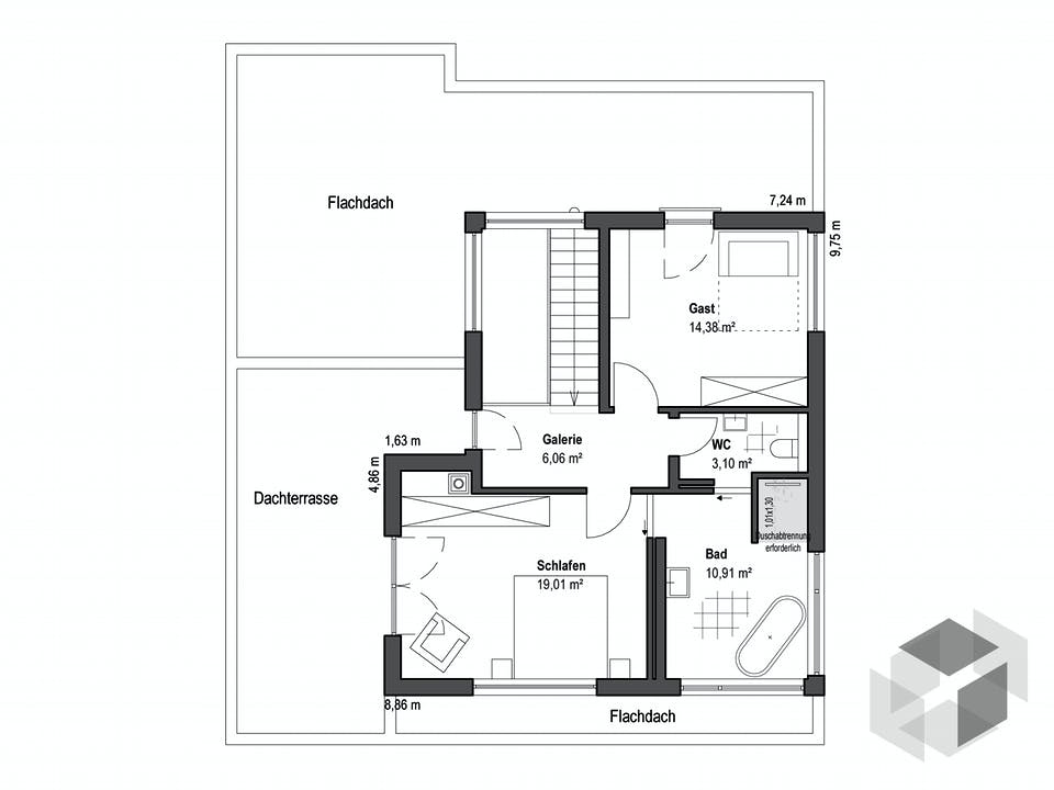 Pultdach Klassik 189 von LUXHAUS Grundriss