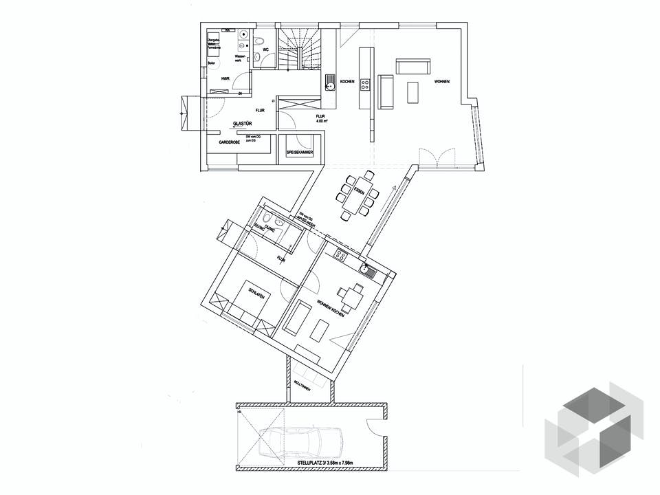 Pultdach Klassik 233 von LUXHAUS Grundriss