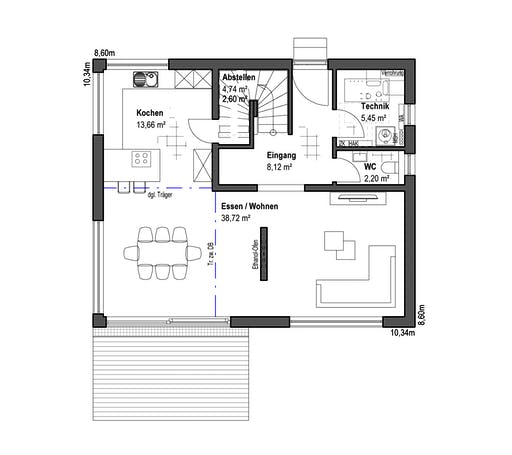 Luxhaus - Satteldach Landhaus 126 Floorplan 1