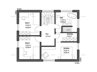 Fertighaus Satteldach Landhaus 126 von LUXHAUS, Satteldach-Klassiker Grundriss 2