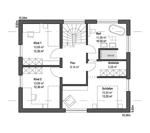 Luxhaus - Satteldach Landhaus 126 Floorplan 2