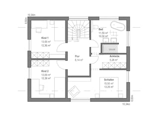 Fertighaus Satteldach Landhaus 126 von LUXHAUS, Satteldach-Klassiker Grundriss 2