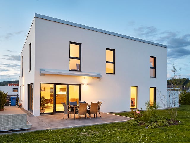 Fertighaus Pultdach Klassik 182 von LUXHAUS, Pultdachhaus Außenansicht 1