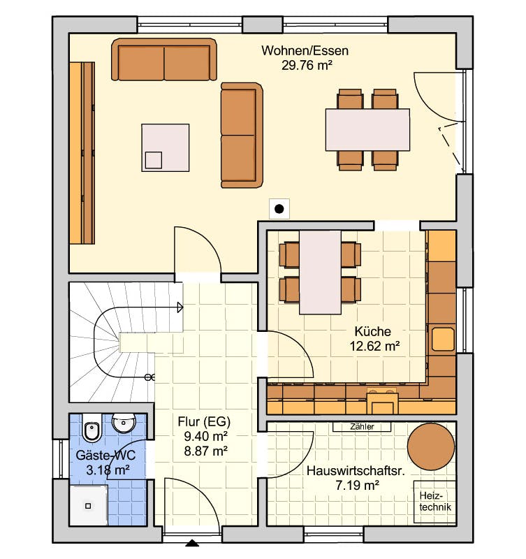 Fertighaus Madrid - Stadtvilla von FINGERHUT-HAUS Schlüsselfertig ab 404274€, Stadtvilla Grundriss 1