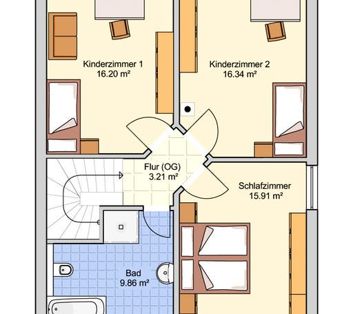 Fertighaus Madrid - Stadtvilla von Fingerhut Haus Schlüsselfertig ab 363829€, Stadtvilla Grundriss 2