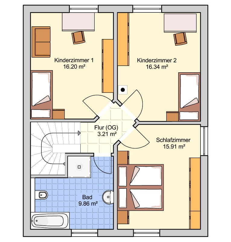 Fertighaus Madrid - Stadtvilla von FINGERHUT-HAUS Schlüsselfertig ab 404274€, Stadtvilla Grundriss 2