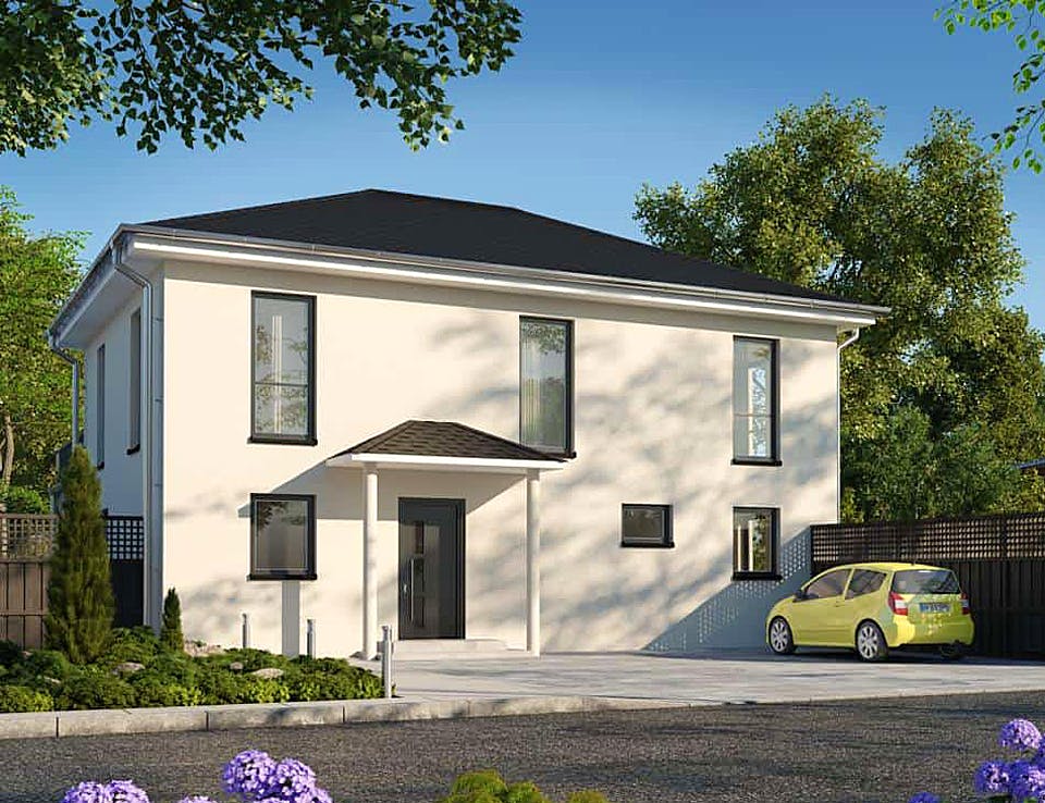 Massivhaus Maiestas von AUREA Massivhaus, Stadtvilla Außenansicht 2