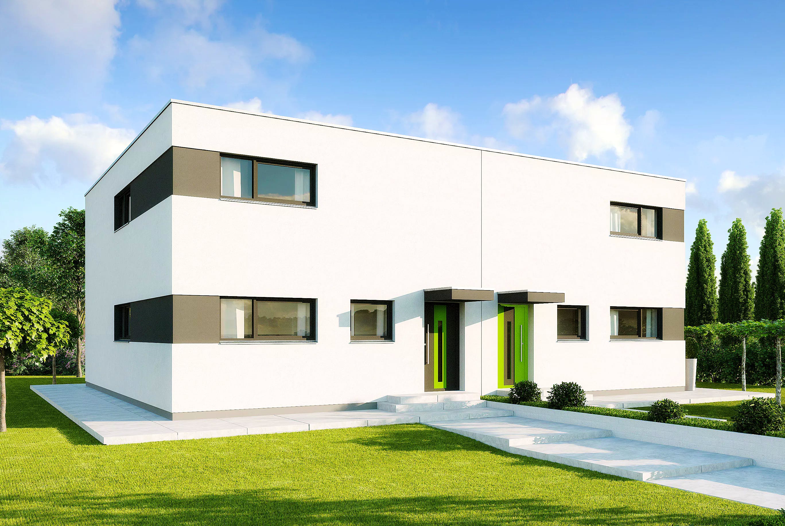 Fertighaus Mailand von GUSSEK HAUS Schlüsselfertig ab 321500€, Cubushaus Außenansicht 1